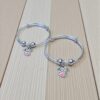 Kada Bracelets Pack of 2 | Pure 925 Sterling Silver Hanging Monkey Bracelets For Girls & Boys | Stylish, Elegant, Trendy, Durable & Comfortable for Everyday Wear (Silver)